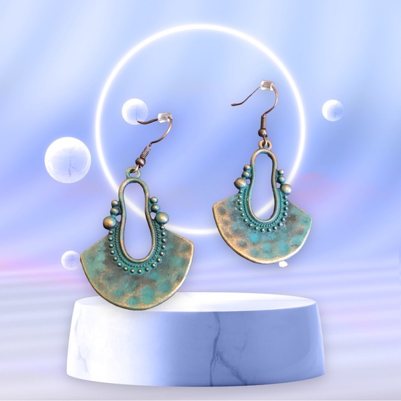 Duufin Women's Bohemian Vintage Drop Dangle Design Blue/Bronze Earrings - Picture 3 of 6